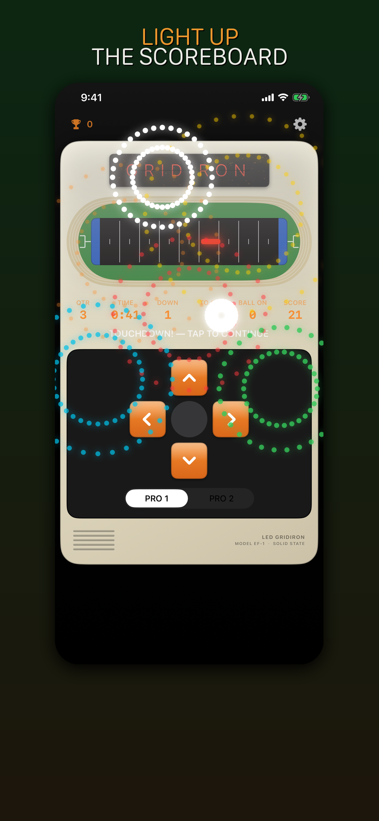 Gridiron touchdown celebration with fireworks